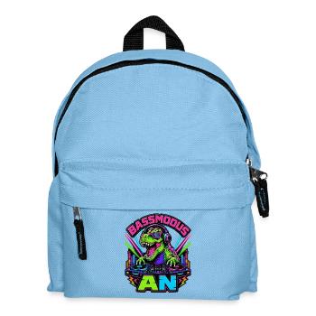 Bass mode on – Neon dinosaurs at the DJ booth - Kids' Backpack - light blue - Front
