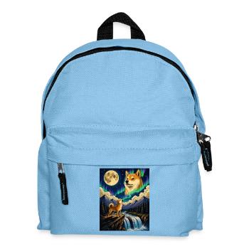 Shiba Inu Hurlant Lune Doge Kawaii - Sac à dos Enfant - bleu clair - Devant