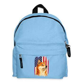 Drapeau patriotique Shiba Inu US Doge USA - Sac à dos Enfant - bleu clair - Devant