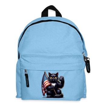 Schwarze Katze Grumpy Black Cat - Kinder Rucksack - Hellblau - Vorne
