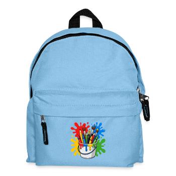 Zeichnen, Maler, Künstler, Pinsel, bunte Kunst - Kinder Rucksack - Hellblau - Vorne