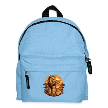 Löwenfamilie am Sonnenuntergang - Kinder Rucksack - Hellblau - Vorne