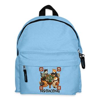 Meowjong Cute Cat Mahjong Game Social Club - Kids' Backpack - light blue - Front