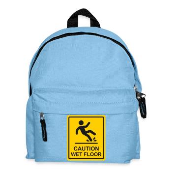 Caution Wet Floor Safety Warning Sign Yellow Icon - Kids' Backpack - light blue - Front