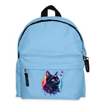 Schwarze Katze Motiv - Kinder Rucksack - Hellblau - Vorne