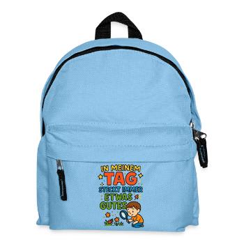 In meinem Tag steckt etwas Gutes – Kinderspruch - Kinder Rucksack - Hellblau - Vorne