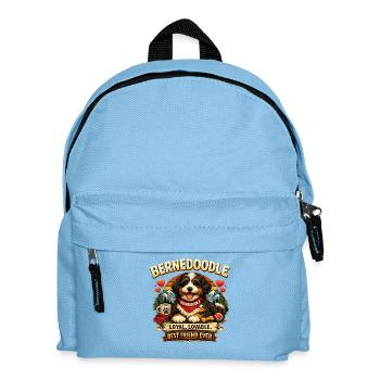 Bernedoodle – Flauschig, spaßig & süß - Kinder Rucksack - Hellblau - Vorne
