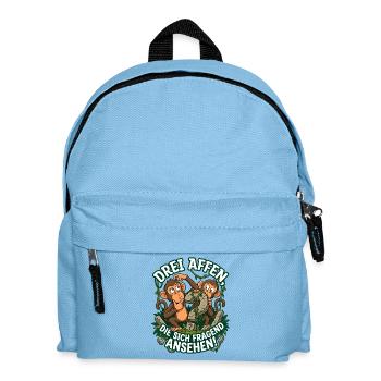 Drei Affen die sich fragend ansehen lustig - Kinder Rucksack - Hellblau - Vorne