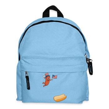 Hotdog jumps into the bun – Hotdog for the 4th of July - Kids' Backpack - light blue - Front
