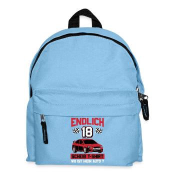 Endlich 18 Wo Ist Mein Auto Geburtstags Motiv - Kinder Rucksack - Hellblau - Vorne