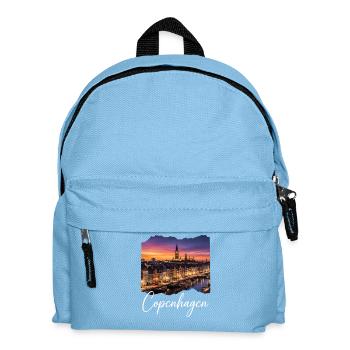 Copenhagen Evening Light Harbour Panorama - Kids' Backpack - light blue - Front