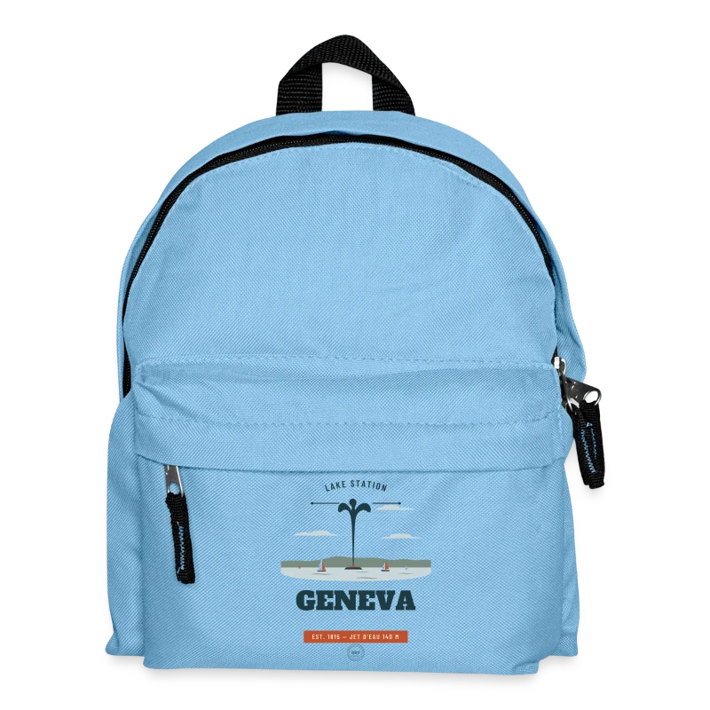 Geneva badge on a kids' backpack