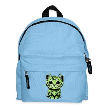 Alien Katze, Lustiges Meme, Retro Style - Kinder Rucksack - Hellblau - Vorne