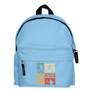Retro Tischtennis Moodboard für Ping-Pong Spieler - Kinder Rucksack - Hellblau - Vorne