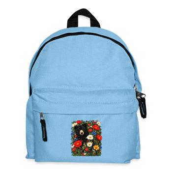 Grizzlybären-Floral-Wildtiere Naturliebhaber - Kinder Rucksack - Hellblau - Vorne
