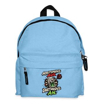Lustiges Dart Motiv  Arbeitsmodus aus Dartmodus an - Kinder Rucksack - Hellblau - Vorne