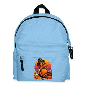 Thanksgiving Dackel satt im Truthahn-Traum - Kinder Rucksack - Hellblau - Vorne