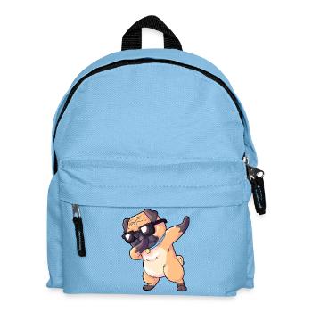Mops Dab - Kinder Rucksack - Hellblau - Vorne