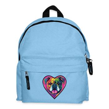 Bouledogue Chien Coeur Amour - Sac à dos Enfant - bleu clair - Devant