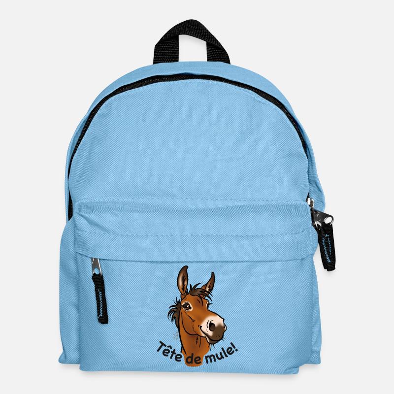 Mule, Tête de mule! (texte noir) - Sac à dos Enfant - bleu clair