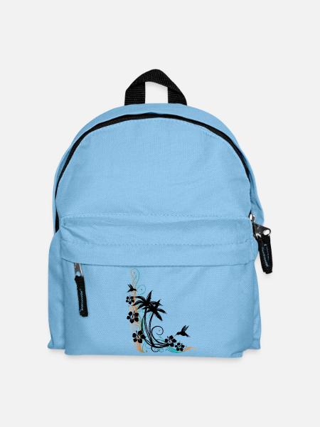 Palmen Hibiskus Kolibri Sommer - Kinder Rucksack - Hellblau