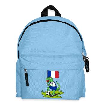 Frankreich Flagge Dinosaurier Rex Fußball  - Kinder Rucksack - Hellblau - Vorne