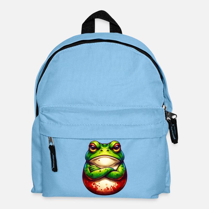 Frosch - Verschränkte Arme - Nö - Schlechte Laune - Kinder Rucksack - Hellblau