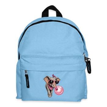 Lustiger rosa Elefant mit Brille und Blase - Kinder Rucksack - Hellblau - Vorne