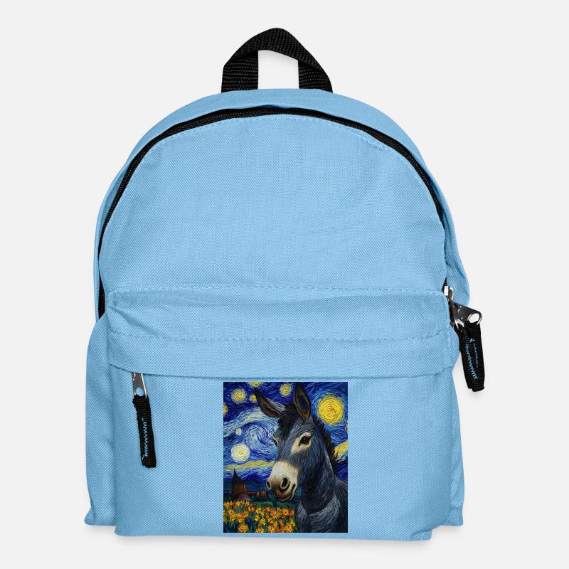 Esel Donkey Van Gogh Style Starry Night - Kinder Rucksack - Hellblau