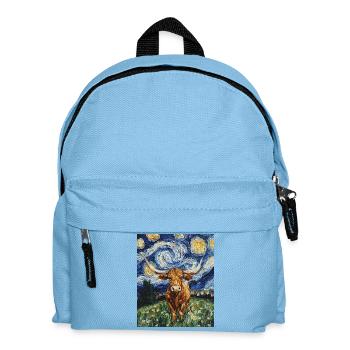 Longhorn Cow Cows Bull Van Gogh Starry Night - Kids' Backpack - light blue - Front