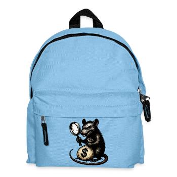 Ratte mit Lupe und Geldsack - Kinder Rucksack - Hellblau - Vorne