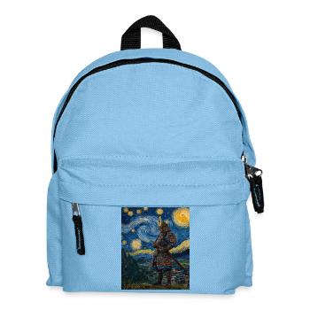 Samouraï Japon Style Van Gogh Nuit étoilée - Sac à dos Enfant - bleu clair - Devant
