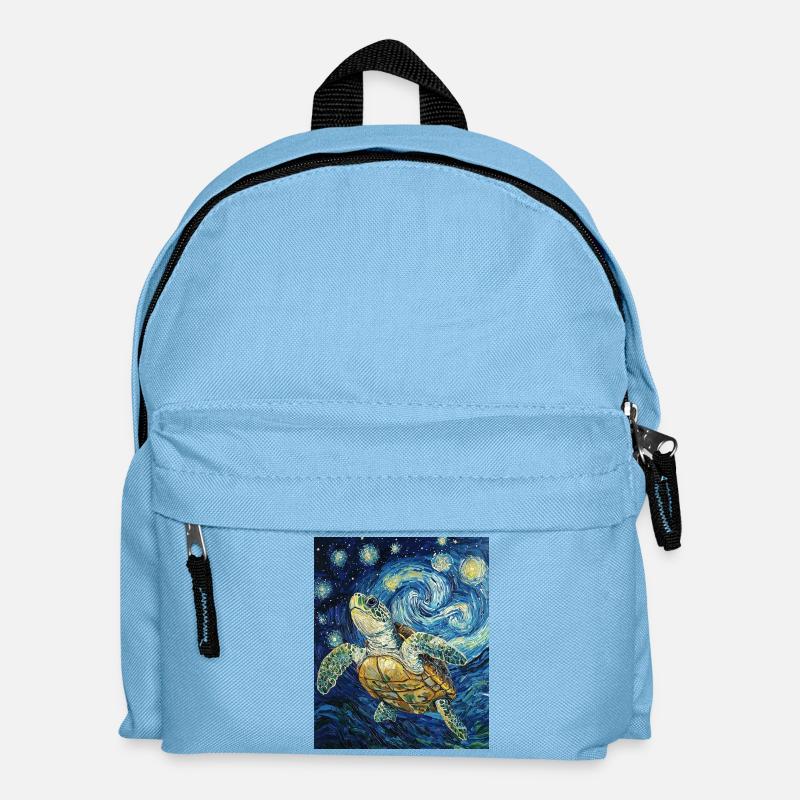 Turtle Van Gogh Style - Kids' Backpack - light blue