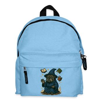 Bulldog Wizard Casting Magic Fantasy Cartoon - Kids' Backpack - light blue - Front