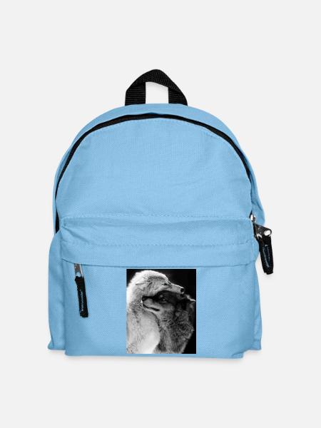 Zwei Wölfe Umarmung Blauaugen - Kinder Rucksack - Hellblau