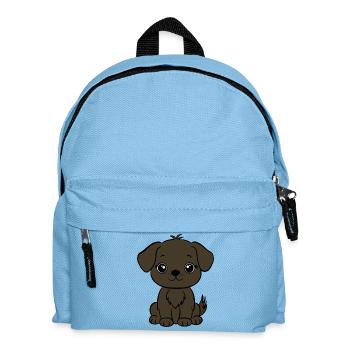Brauner Hundewelpe - Kinder Rucksack - Hellblau - Vorne