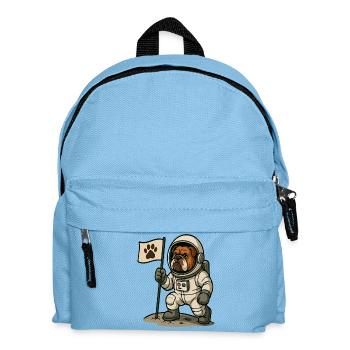 Astronaut Bulldogge hält Pfotenabdruckflagge - Kinder Rucksack - Hellblau - Vorne