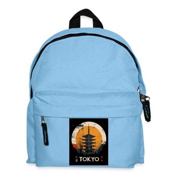 TOKIO | Japanische Pagoden-Sonnenuntergangskunst - Kinder Rucksack - Hellblau - Vorne