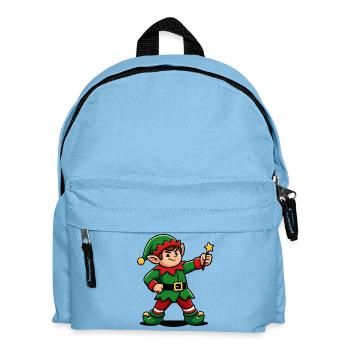 Niedliches Weihnachtselfen-Maskottchen - Kinder Rucksack - Hellblau - Vorne