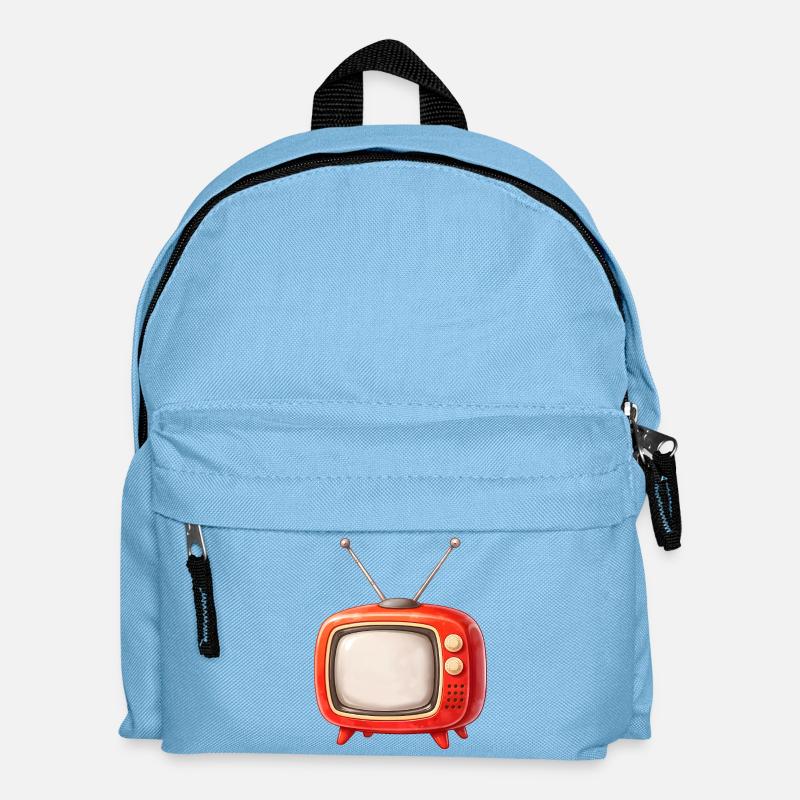 Retro Fernseher Illustration  - Kinder Rucksack - Hellblau
