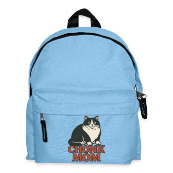 Chonk Mom Cat Retro Emblem - Kids' Backpack - light blue - Front
