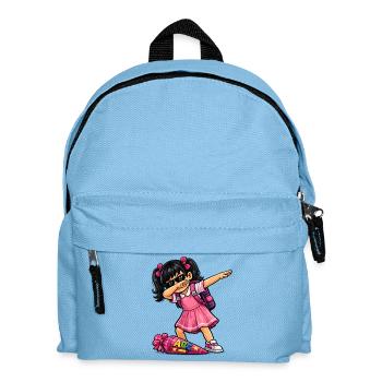 Dabbing ABC-Schützin schwarze Haare - Kinder Rucksack - Hellblau - Vorne