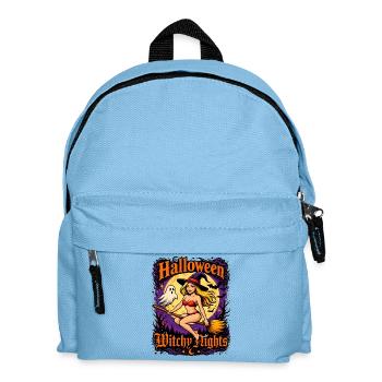 Witchy Nights Halloween Witch on Broom - Kids' Backpack - light blue - Front