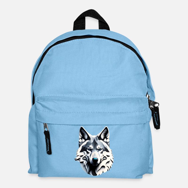 Wolf mit blauen Augen - Kinder Rucksack - Hellblau