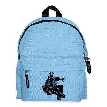 Strange black fox on skateboarding - Kids' Backpack - light blue - Front