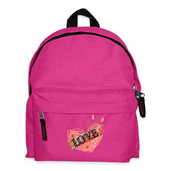 Herz mit Blumen und Liebesbotschaft - Kinder Rucksack - Fuchsia - Vorne