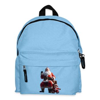 Weihnachtsmann auf der Bank mit Baby-Elf - Kinder Rucksack - Hellblau - Vorne