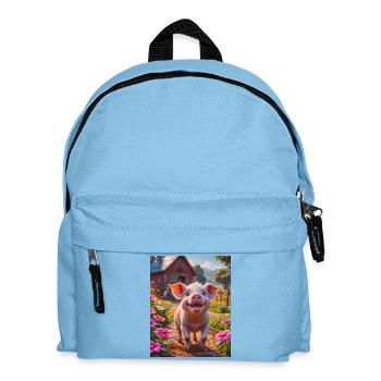 super cute animals in a forest – domestic pig - Kids' Backpack - light blue - Front