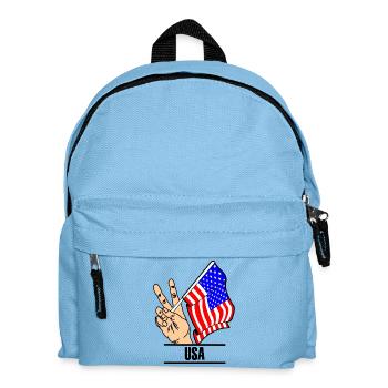 Drapeau des États-Unis, signe de paix, texte des États-Unis - Sac à dos Enfant - bleu clair - Devant