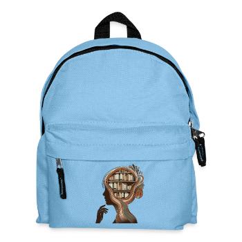 Tête de livres Illustration Pensée Connaissance - Sac à dos Enfant - bleu clair - Devant